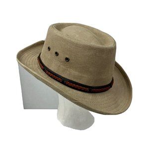 Stetson Outdoor Fedora Hat With Vent Holes And Decorative Band Size M Tan/Brown